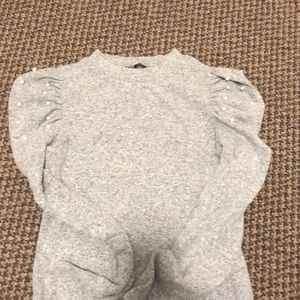 Zara heather sweater with pearled puff sleeves